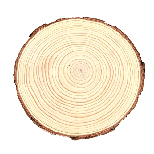 TAICHEUT 15 Pack 6-7 Inch Unfinished Natural Wood Slices for Crafts, Unfinished Wood Slices with Natural Bark Log Circles for Coasters, Ornaments,