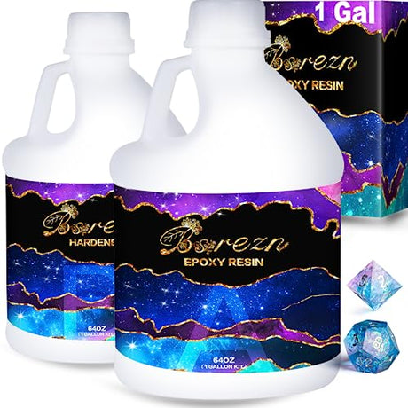 Bsrezn 1 Gallon Epoxy Resin Kit, Crystal Clear Hard Casting Resin and Curing Agent Hardener Resina Epoxica Transparente 2 Part Resin Art Supplies for Bsrezn