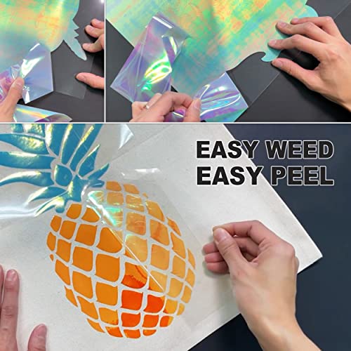 Stardustworkx Opal Holographic Heat Transfer Vinyl 11 Pack Holographic Iron on Vinyl Rainbow Vinyl Glitter HTV Metallic HTV Sheets Chameleon Stardustworkx