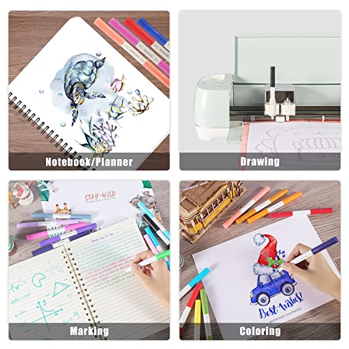REALIKE Dual Tip Pens for Cricut Maker 3/Maker/Explore 3/Air 2/Air, Dual Tip Marker Pens Set of 24 Pack Fine Point Pen Writing Drawing Accessories REALIKE