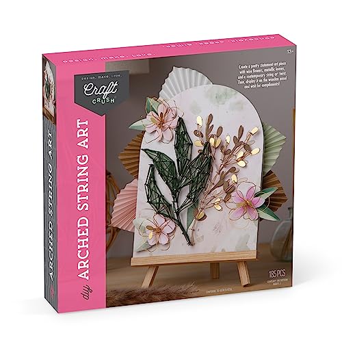 Craft Crush DIY String Art Craft Kit - Floral Interior Design DIY Activity for Teens & Adults - Complete String Art Kit with Embroidery Thread, Foam Craft Crush
