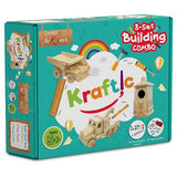 Kraftic Woodworking Building Kit for Kids and Adults, with 3 Educational DIY Carpentry Construction Wood Model Kit Toy Projects for Boys and Girls - Kraftic