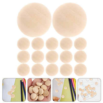 ARTIBETTER 24pcs Wooden Hemisphere Unfinished Wood Half Balls DIY Wooden Crafts Natural Half Wood Balls Farmhouse Beads Half Wooden Beads for Crafts