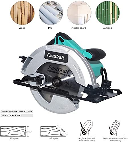Circular Saw + 3pc 7.25" Blades 21A PEAK GUARANTEED POWER Electric Circular Saw All Industrial & PRO Grade - FastCraft Brand at Costco Fast Craft
