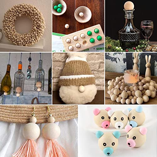 PH PandaHall 30pcs 40mm Wooden Round Ball, Unfinished Natural Wood Beads No Hole Wooden Loose Beads Balls Spheres for Gnomes Wine Decanters Top Home