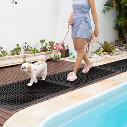 Rubber Floor Mats Door Mats Restaurant Kitchen Anti Fatigue Drainage Floor Mat Durable Non Slip Bar Floor Mats Used for Indoor Outdoor Wet Area Black - WoodArtSupply