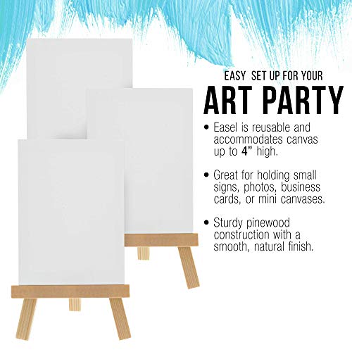 U.S. Art Supply 2" x 3" Stretched Canvas with 5" Mini Natural Wood Display Easel Kit (Pack of 12), Artist Tripod Tabletop Holder Stand - Painting U.S. Art Supply