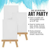 U.S. Art Supply 2" x 3" Stretched Canvas with 5" Mini Natural Wood Display Easel Kit (Pack of 12), Artist Tripod Tabletop Holder Stand - Painting U.S. Art Supply