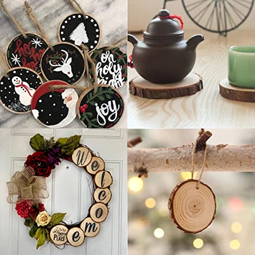 Natural Wood Slices 32 Pcs 2.75-3.14 Inches Unfinished Craft Wood kit Predrilled with Hole Wooden Circles Tree Slices for Arts and DIY Crafts MSDADA