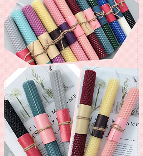 DIY Candles, Beeswax Honeycomb Candle Sheet, Beeswax Candle Making kit - 20 pcs (8 * 8in) in 20 Corlorful, with 30pcs Cotton Wicks, Beeswax Sheet Kit Atozbit