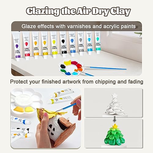  Air Dry Clay for Adults, Air-Dry Clay Starter Kit for Beginners  Clay Kit, Home Made Pottery Set, DIY Air-Dry Clay Kit, Pottery Kit w/Paint  Set, Varnish, 10 Paint, Brushes, Sponge, Step
