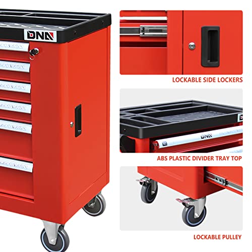 New Package DNA MOTORING 36" H X 30.5" W X 18"D Heavy Duty Lockable Slide Tool 6-Drawers Chest Rolling Tool Cart Cabinet with Keys (TOOLS-10002), Red - WoodArtSupply