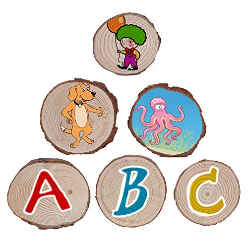 KINJOEK 36 PCS Natural Wood Slices 3.5-4 Inch with Bark Unfinished Wood Circles for Coasters DIY Crafts Wedding Decorations Christmas Ornaments KINJOEK