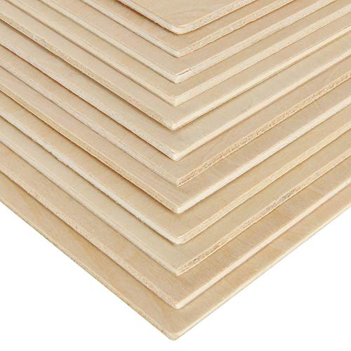 12 Pack 11.8 × 11.8 Inch Basswood Sheets Thin Wood Sheets Plywood Board Basswood Sheets 1/8 inch Square Unfinished Wood Boards for Crafts, DIY shanqian SENENQU