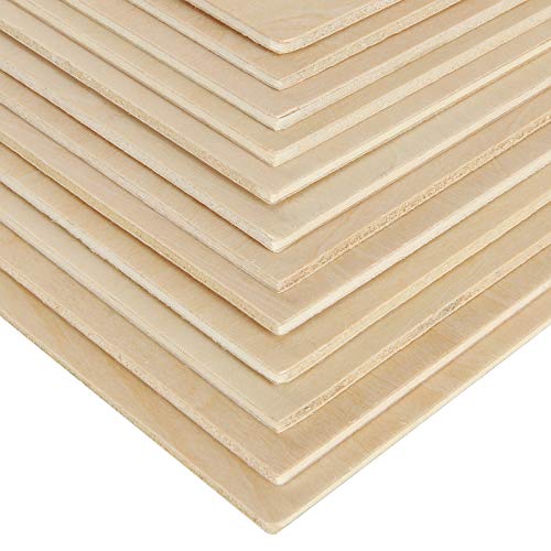 12 Pack 11.8 × 11.8 Inch Basswood Sheets Thin Wood Sheets Plywood Board Basswood Sheets 1/8 inch Square Unfinished Wood Boards for Crafts, DIY