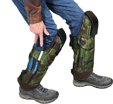 bradz Self-Supporting Knee Pads with built in tool pouches and replacable kneecaps offer open behind the knee all day comfort (5012 Medium, Camo) bradz