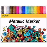 Dyvicl Metallic Markers Paint Markers, Broad Tip Paint Pens for Rocks, Halloween Pumpkin, Wood, Fabric, Glass, Ceramics, Metal, Plastic, Black Paper, Dyvicl