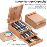 MERRIY 80-Piece Acrylic Paint Set, Artist Painting Supplies Kit with Tabletop Sketch Box Easel, 48 Colors Acrylic Paints,11"x 14"Stretched Canvas MERRIY