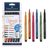 Faber-Castell Calligraphy Pitt Artist Pen Set - 6 Multi Colored Calligraphy Pens Faber-Castell