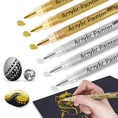 Acrylic Paint Pens, Metallic Painting Markers Set 0.7mm Colored Pens for Rock, Canvas, Wood, Glass, Ceramic, Fabric, Ceramic, Graffiti Water-Based - WoodArtSupply