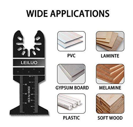 Oscillating Tool Blades LEILUO 50 Pack Wood Multitool Blades Fit DeWalt Bosch Milwaukee Craftsman Rockwell Fein Porter-Cable Chicago Ridgid Makita LEILUO