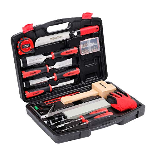 KingTool 87 Pc. Advanced Wood Chisel Set with Storage Case Including Superior Chisels | Heat-Treated Cr-V Alloy Blades Premium Chisel Set for KINGTOOL