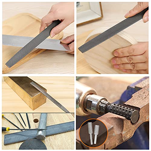 57Pcs Metal & Wood File Rasp Set,Grade T12 Forged Alloy Steel, Half-round/Round/Triangle/Flat 4pcs Large Tools, 14pcs Needle Files and a pair of CHENTUOPO