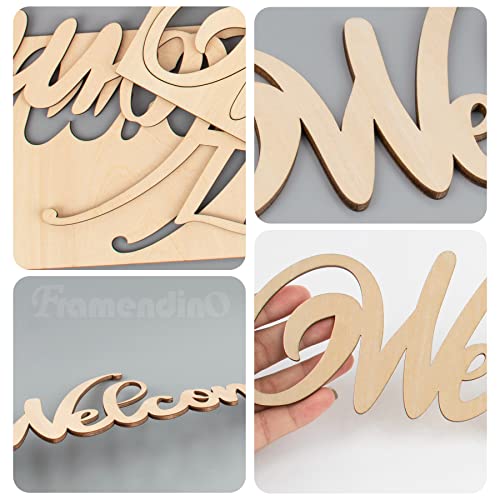 Framendino, 4 Pack Unfinished Wood Sign Natural Cutout Wooden Welcome Hello Home Love Sign DIY Block Words Letters Decorative Signs - WoodArtSupply