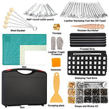 273 Pieces Leather Working Tools and Supplies with Leather Tool Box Cutting Mat Hammer Stamping Tools Needles Snaps and Rivets Kit Perfect for BAGERLA