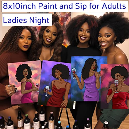 4 Pack Pre Drawn Canvas for Painting for Adults Paint and Sip Party Supplies Canvas Painting Kits Stretched Canvas to Paint Games Ladies Night Chic VALLSIP