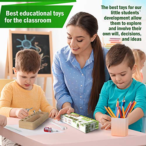 Panda Brothers Montessori Screwdriver Board Set - Wooden Montessori Toys for 4 Year Old Kids and Toddlers, Learning Sensory Bin Toys Preschool Panda Brothers