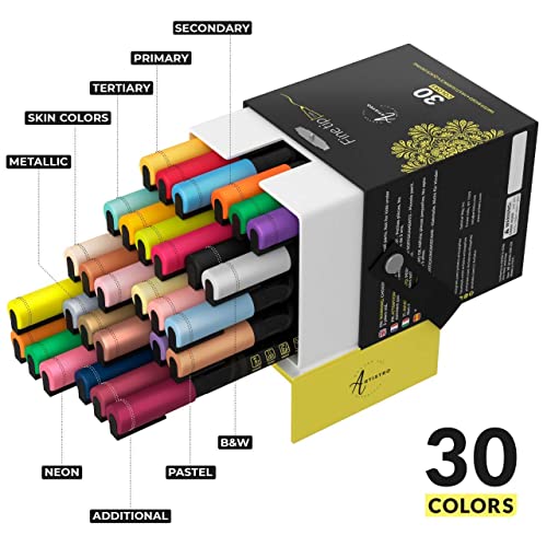ARTISTRO 30 Acrylic Paint Pens Extra Fine Tip and 30 Acrylic Paint Markers Fine Tip, Bundle for Rock, Stone, Ceramic, Glass, Mugs, Wood, Metal, ARTISTRO