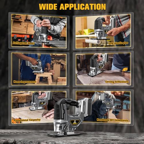 Cordless Jig Saw for Dewalt 18v 20v Max Battery, Jigsaw Tool Brushless,Variable Speed 2900 RPM, Bevel Angle (0°-45°), 3 Orbital Action, LED Light for Cerycose