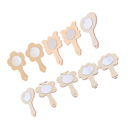 Healifty 10pcs Educational Toys for Kids DIY Wood Mirror Arts and Crafts Mirror Unfinished Hand Held Mirror Educational Painting Toys DIY Mirror for - WoodArtSupply