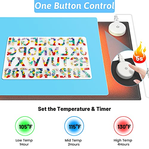 Large Resin Heating Mat with Cover and Timer, 4-Hour Auto Shut-Off Fast Resin Curing Machine, 23.6 x 14.2 Inches Heating Pad for Resin Projects, DIY Beautycity