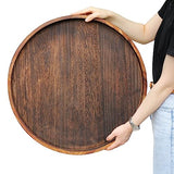 Gurfuy Extra Large Round Ottoman Table Tray 24" - Rustic Wooden Serving Tray for Farmhouse Decorative Oversized Coffee Table Trays Living Room Gurfuy
