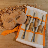 Schaaf Wood Carving Tools Set of 4 | Chisel Set with Canvas Case | Fishtail Gouges to Reach into Spaces Other Chisels Can’t | Razor Sharp CR-V 60 Schaaf Wood Carving Tools