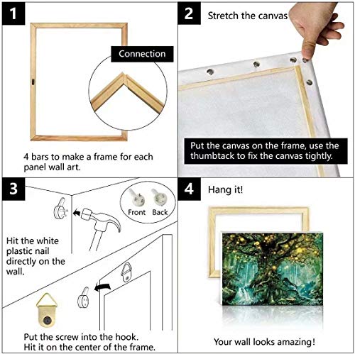 DIY Wood Frame One Complete Frame Canvas Stretcher Strips for Canvas  Print,Paint by Numbers 16x20 Inch (40x50cm) 