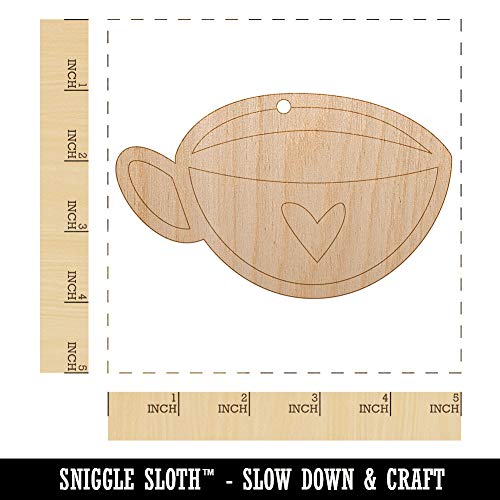 Fun Cup of Tea Coffee with Heart Unfinished Craft Wood Holiday Christmas Tree DIY Pre-Drilled Ornament Sniggle Sloth