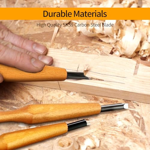 Wood Carving Tools Set - 20 Pcs Wood Carving Knife Set Beginner Kit Wood Whittling Kit with Canvas Case for Adults Children, Carving DIY Wood Carving JIAN