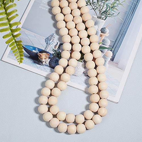 PH PandaHall 740pcs 16mm Natural Wood Beads Round Wood Beads with 3mm Hole Large Wooden Beads Wooden Loose Beads Wooden Spacer Beads for Crafts DIY
