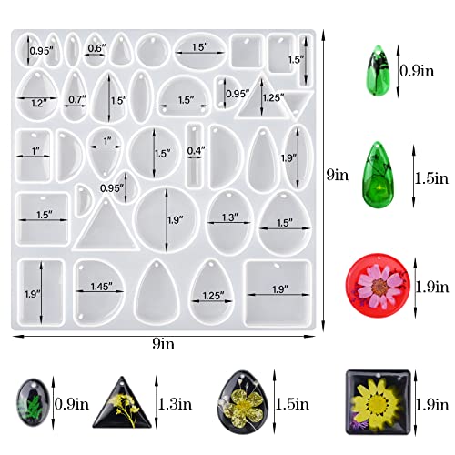 Resin Jewelry Molds, Jewelry Molds for Resin Casting, Silicone Molds for Epoxy Resin, Pendant Mold for DIY Gem Cabochon Pendant, Earring, Necklace Actvty
