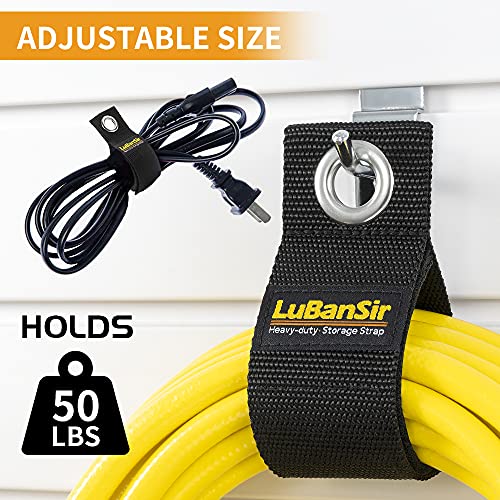 LuBanSir 9 Pack Extension Cord Holder Organizer, 13-inch Heavy Duty Storage Straps for Garden Hose Storage and Garage Wall Organization - WoodArtSupply