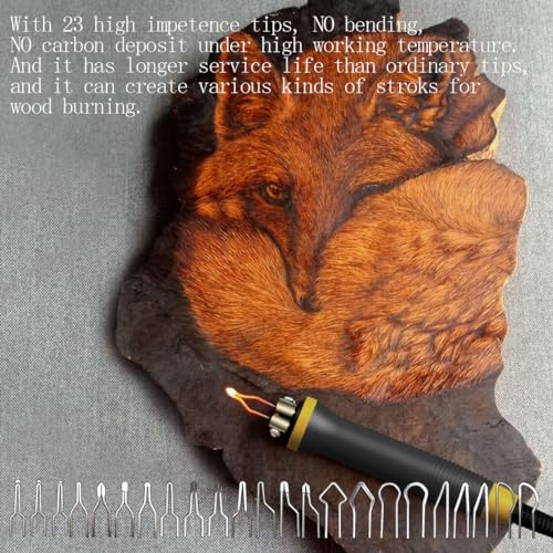 FIRElood Wood Burning Tool, Wood Burner kit Pen 25~750℃, Wood Burning kit with Digital Thermometer Temperature Adjustable Temperature, 2 pyrographic - WoodArtSupply