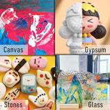 REALART Bulk Acrylic Paint 24 Colors (2oz/Bottle) with 10 Canvas and 10 Brushes Gloss Acrylic Paint Set Acrylic Paints for Canvas Painting Craft REALART