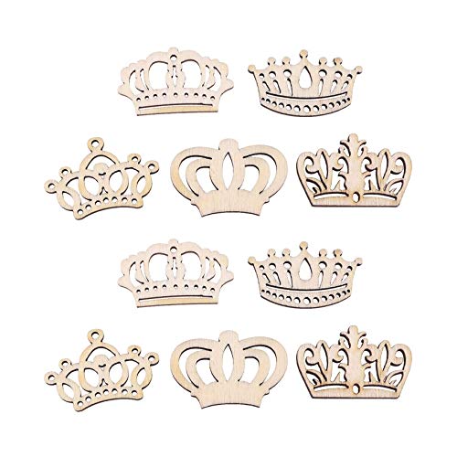 Samanter Crown Shape Wood Slices,Unfinished Wood DIY Craft 100pcs Samanter Lamantery