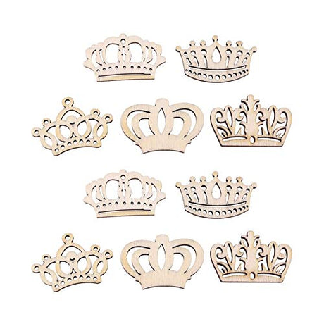 Samanter Crown Shape Wood Slices,Unfinished Wood DIY Craft 100pcs Samanter Lamantery