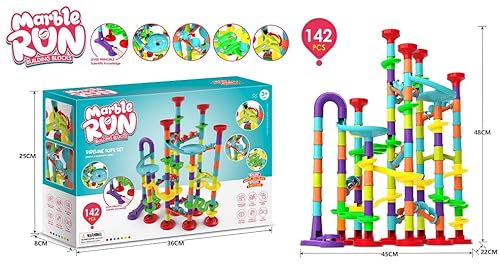 Toys for Boys 4-6 - Marble Runs 3D Maze Game DIY Educational Toys for Kids 5-7 Birthday Gift,Track Pipe Building Blocks Mini Glass Marbles for Kipawa