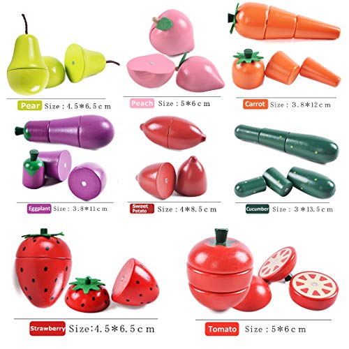 CARLORBO Wooden Play Food for Kids Kitchen - Toys Food Vegetables and Fruit for 2 Year Old Boys Girls Role Pretend Play Early Education Montessori CARLORBO