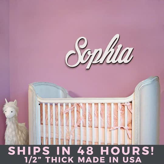 Personalized Wooden Baby Name Sign for Nursery - 12"-33" Kids Room Wall Decor - 1/2" Thick USA MADE HomeWetBar
